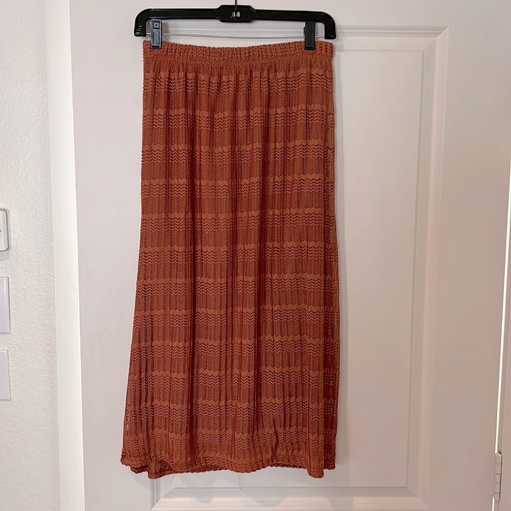 Rachel Rose- burnt orange midi skirt, size small